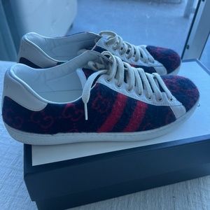 Gucci Ace Wool Sneakers GG Blue Red